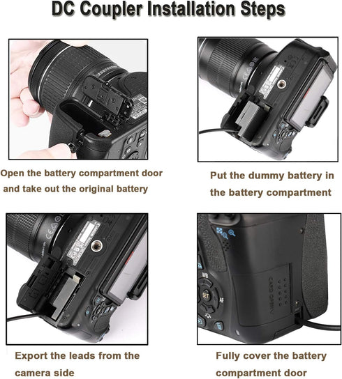 TKDY LP-E10 EOS Rebel T7 Dummy Battery ACK-E10 Continuous Power Supply DR-E10 DC Coupler Kit for Canon EOS T7 T6 T5 T3, Kiss X50 X70 X80 X90, EOS ...