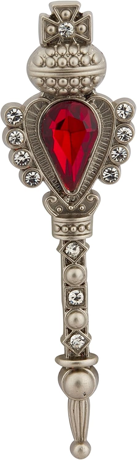 Knighthood Men's Silver Key With Red Stone And Stone Detailing Lapel Pin/Brooch Silver...