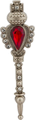 Knighthood Men's Silver Key With Red Stone And Stone Detailing Lapel Pin/Brooch Silver...
