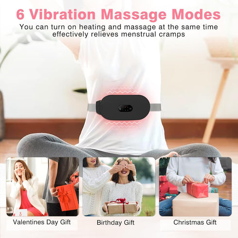 Heating Pads for Cramps, Period Cramp Massager Portable Cordless Heating Pad with 6 Heat Levels and 6 Massage Modes, Heating Pad for Back Pain Rel...
