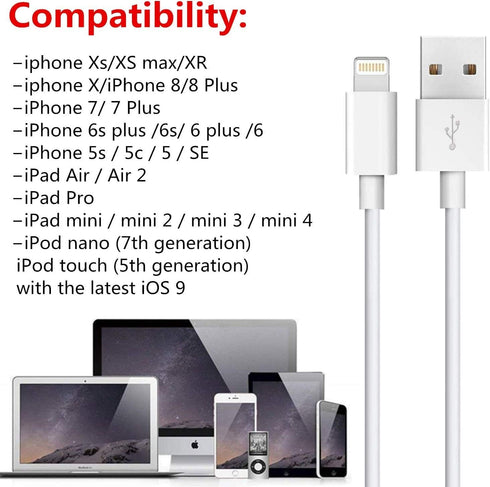 iPhone Charger Cable Lightning Cable Mfi Certified 5Pack(3ft/3ft/6ft/6ft/10ft) USB Fast Long iPhone Charging Cords Compatible iPhone XS/Max/XR/X/8...