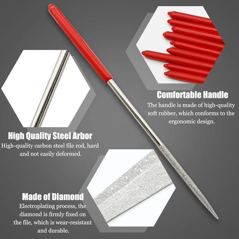 9pcs Metal File Set, 3x140mm Mini Diamond Needle File Set Fine File Tools Small Steel Files Riffler File Set for Wood Metal Jewelry Crafts Glass S...