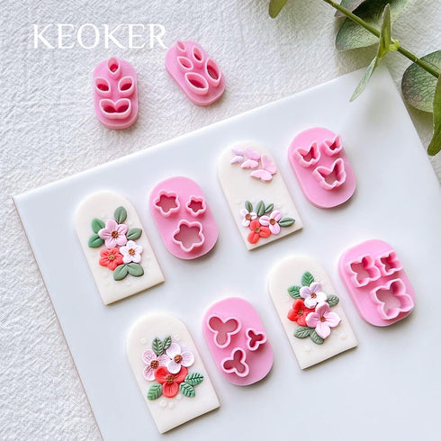 KEOKER Polymer Clay Cutters - Mini Clay Cutters for Polymer Clay Earrings Making, 6 Shapes Floral & Leaf & Butterfly Micro Clay Cutters, Clay Cutt...