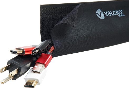 VELCRO Brand VEL-30797-USA Mountable Cable Sleeve | Cord Management Mounts on Walls, Desk or Entertainment Center | Removable Adhesive is Damage F...