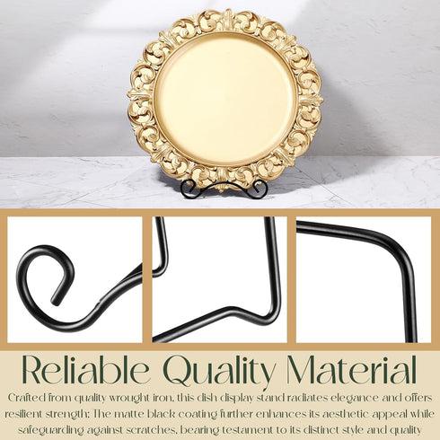 Wrought Iron Bowl Deep Platter Stand Detachable Metal Scroll Display Rack Easel Metal Bowl Display Stand Decorative Display Holder Dish Picture Di...