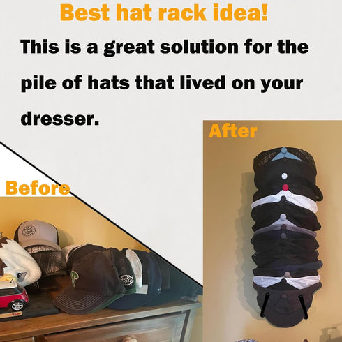 Pmsanzay Cap Organizer Hanger, Hat Holder, Hat Rack, Hat Organizer for Wall Installation - great way to save space and keep all your hats in one p...