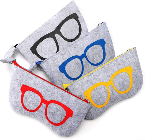 Soleebee 4 Pack Portable Eyeglasses Bag Case Soft Felt Zipper Glasses Purse Bag Makeup Storage Pouch...