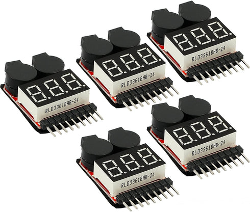 5PCS 2in1 1-8s Lipo Battery Voltage Tester,RC Low Voltage Buzzer Alarm,Battery Monitor Checker Tester for 1-8s Lipo/Li-ion/LiMn/Li-Fe...