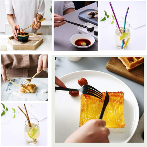 Travel Utensils Set with Case Reusable Stainless Steel Silverware Flatware Set 9 Pcs Portable Cutlery Eating Utensils Set for Lunch Boxes Workplac...
