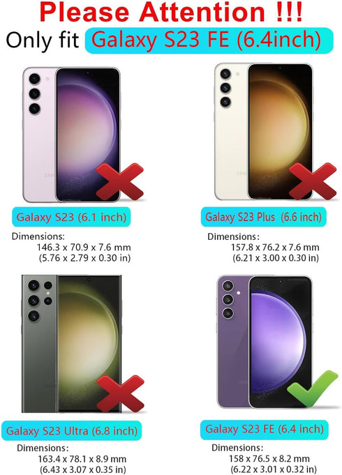 SunRemex for Samsung Galaxy S23 FE Case with HD Screen Protector,Samsung S23 FE Phone Case Built in Rotatable Metal Ring Holder Kickstand for Sams...