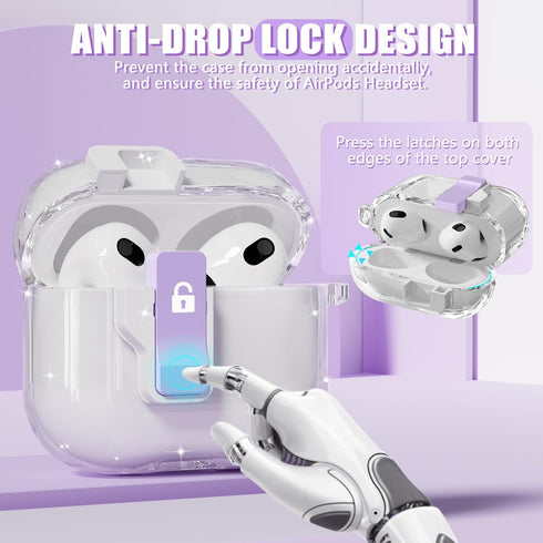 ?with Safety Lock? for AirPods 3rd Generation Case Cover 2021, TPU Clear Case for AirPod Case 3rd Generation with Cleaner Kit & Portable Wrist Str...