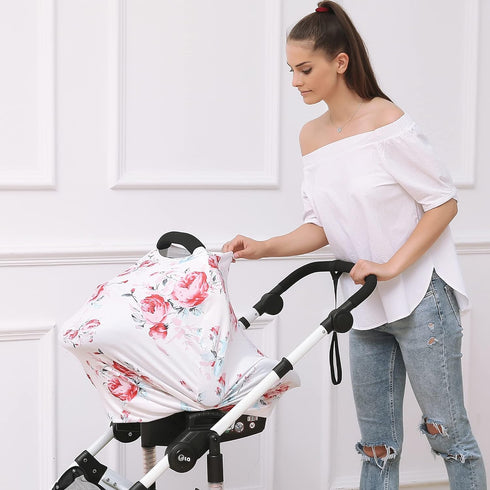 Baby Car Seat Covers - Stroller Canopy Breastfeeding Covers, Multi-use Carseat Canopy, for Boys and Girls Shower Gift (Print Flower)...