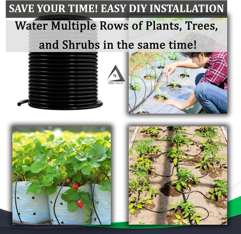 1/4 Drip Irrigation Tubing, 50 Feet, Flexible PVC Plastic Drip Irrigation Hose for Gardening, Misting, Hydroponics and DIY Landscape Garden Projec...