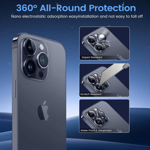 TQLGY [2+2 Pack Privacy Screen Protector for iPhone 15 Pro 6.1-Inch with 2 Pack Camera Lens Protector, Anti-Spy Private Tempered Glass Film, 9H Ha...