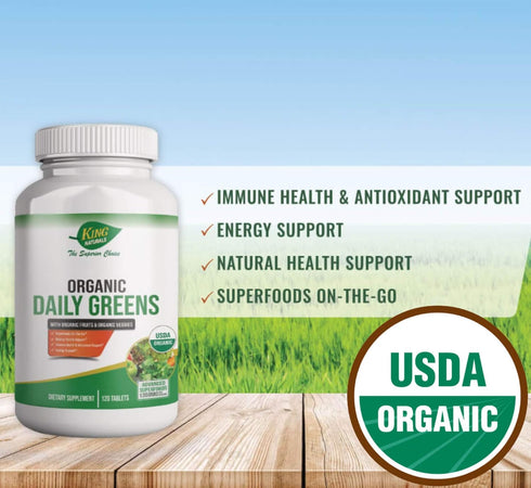 Organic Daily Greens with Organic Fruits & Organic Veggies - USDA Certified, Non-GMO, Vegan, Tablets. Superfoods On-The-Go. Immune Health, Antioxi...