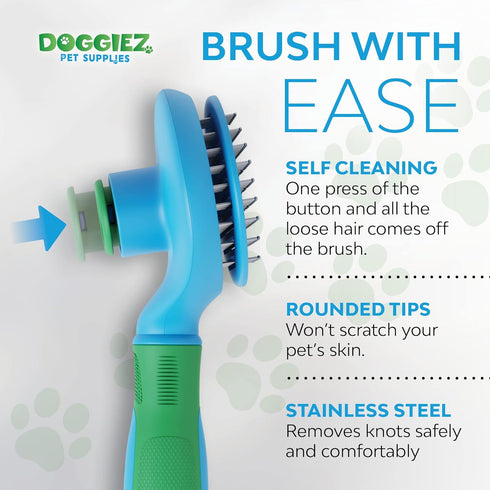 Self Cleaning Pet Brush for Dogs and Cats - Cat Brush, Dog Hair Brush for Shedding - Cat Grooming Tool Dog Brush for Long & Short Haired Pets - Ca...