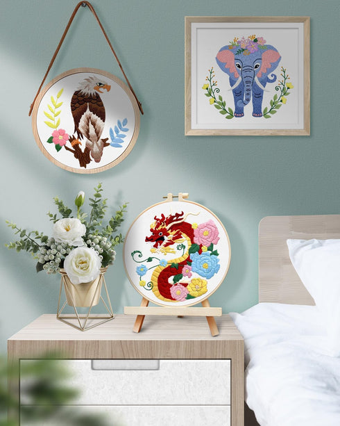TINDTOP Embroidery Kit for Beginners Adult, Elephant Embroidery Kit for Beginners Include Embroidery Cloth Hoops Threads for Craft Lover Hand Stit...
