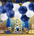 Nautical Party Decor Pom Poms Tissue Paper Lanterns Navy Blue Decorations for Baby Shower Boy Scout Banquet Birthday Party Nursery Decorations Bri...