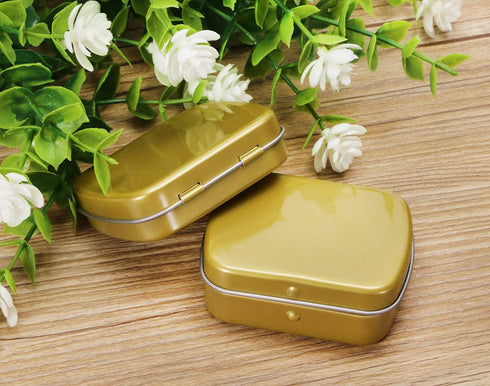 4PCS Metal Hinged Tin Box Rectangular Empty Small Hinged Tins Containers Storage Case for Pills Candies and Bead Earring Necklace Bracelet Jewelry...