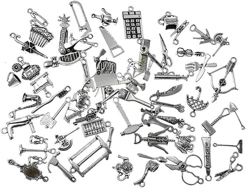 Alloy Living Tools Daily Supplies Charm Pendant Connector for DIY Jewelry Making Accessaries(65pcs,Silver Tone)...