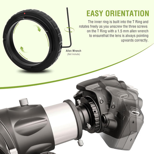Alstar Telescope Camera Adapter T2 T Ring Adapter Metal Compatible for Pentax SLR/DSLR Cameras Standard Pentax-K Lenses and Telescope Photo Adapte...
