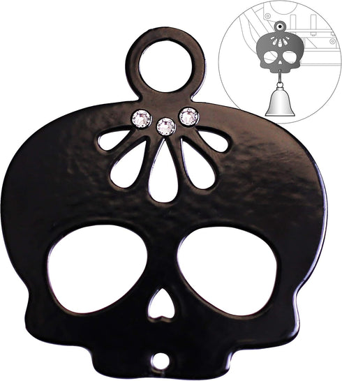 Sparkle Rider Sugar Skull Bell Hanger Mount with Swarovski Crystals | Decorative Bracket to Attach Gremlin, Guardian, Harley Motorcycle Bells | Cu...