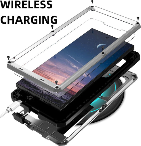 for Samsung Galaxy S22 Ultra 5G Case, Aluminum Metal Gorilla Glass Waterproof Shockproof Military Heavy Duty Sturdy Protector Cover Hard Case,with...