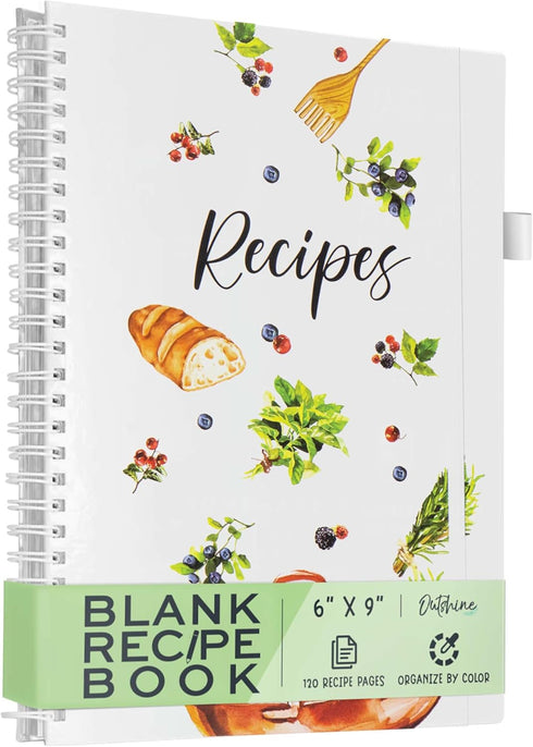 OUTSHINE Blank Recipe Book to Write in Your Own Recipes 6x9 Fresh Greens, Recipe Book,Recipe Binder, Recipe Book Blank, Recipe Notebook, Cookbook ...