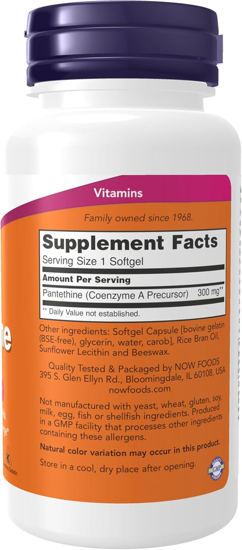 NOW Supplements, Pantethine (Coenzyme A Precursor) 300 mg, Cardiovascular Health*, 60 Softgels...
