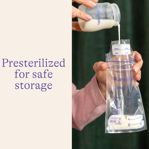 Lansinoh Breastmilk Storage Bags, 75 Count, Easy to Use Breast Milk Storage Bags for Feeding, Baby Essentials, Presterilized, Hygienically Doubled...