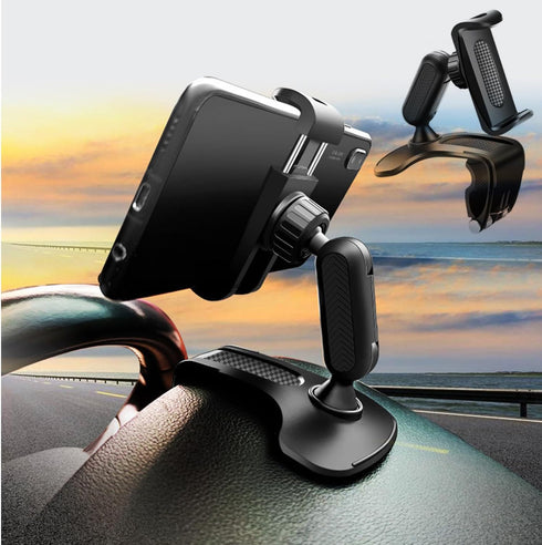 Car Dashboard Phone Clip Holder,360°Rotating Dash Steering Wheel Cell Phone Clamp Mount Stand Compatible with 4-7 Inch Smartphones Holder...
