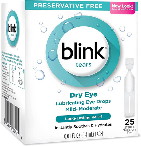 Blink Tears Lubricating Eye Drops Mild-Moderate Dry Eye .01 Fl Oz 25 Count...