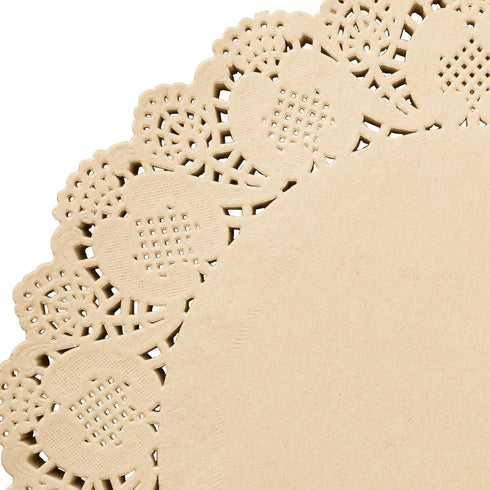 Juvale Round Paper Placemats & Doilies (12-Inch) - Brown Paper Chargers for Dinner Plates and Tea Party Decorations with Lace Scalloped Edges...