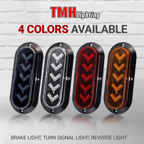 TMH (Pack of 2 6 Inch ARROW 25 LED Surface Mount Oval Clear Lens Amber Light Turn Signal Side Marker Tail LED Indicator Assembly Light for Truck T...