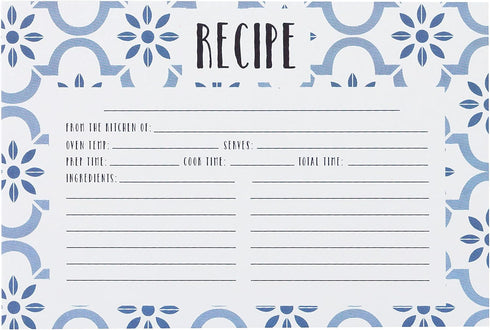 C.R Gibson Q12-24018 Double Sided Recipe Cards, 40pcs, 4'' W x 6'' L, True Blue...