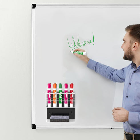 HBlife Acrylic Magnetic Dry Erase Marker Holder Wall Mount, 10 Slots Whiteboard Marker Holder Stand for Office, School and Home, Clear (Marker, Er...