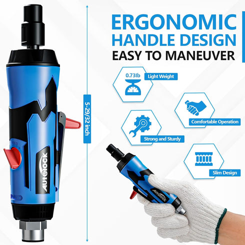 Autolock 1/4", 1/8" Air Straight Die Grinder, 20,000 RPM Free Speed, Pneumatic Straight Die Grinder...