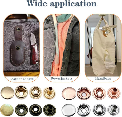 15MM Leather snap Fasteners kit?25 Sets Brass Metal Button Snaps kit for Clothes?Jackets?Jeans ?Wears Bags?Marine Boat Canvas (with Standard Insta...