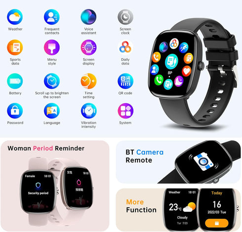 Smart Watch for Women Men 1.83" Fitness Activity Trackers with Answer/Make Calls Heart Rate Sleep Tracker, Smartwatch Compatible for Android iOS P...