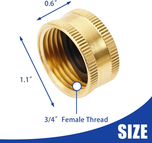 Hourleey Brass Garden Hose End Caps, 4 Pack 3/4" Female End Cap, Garden Hose End Caps with 4 Washers...