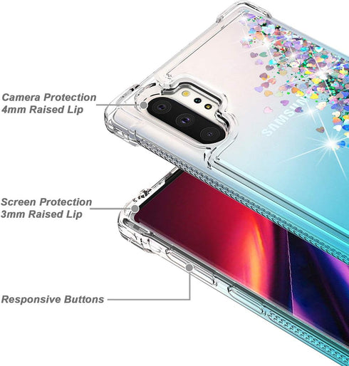 for Galaxy Note 10 Plus Case,Gradient Design Bling Flowing Liquid Floating Sparkle Colorful Glitter Waterfall TPU Protective Phone Case for Galaxy...