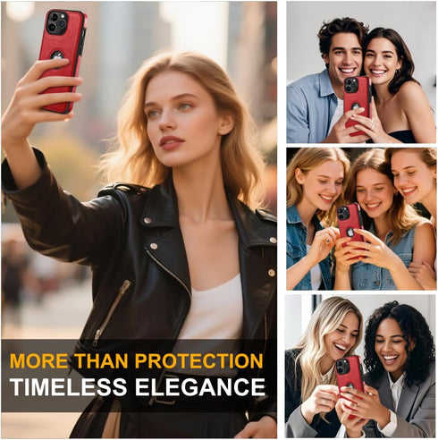 Unique Design Luxury Leather Business Phone Case for iPhone 11 Pro Max Anti-Slip Scratch Resistant Ultra Slim Protective Case (2019,6.5”) (Red)...