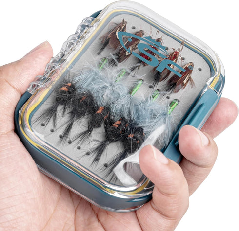 SF Small Waterproof Fly Box Double Sided Floating Fly Fishing Case Storage For Nymph Wet Dry Fly Flies Streamer Foam...