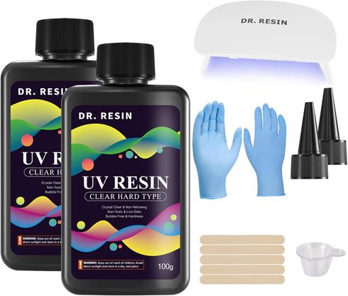 DR. RESIN UV Resin 200g with Light, Ultraviolet Upgrade Clear Epoxy Resin Kit for Jewelry Making, DIY Art Craft...
