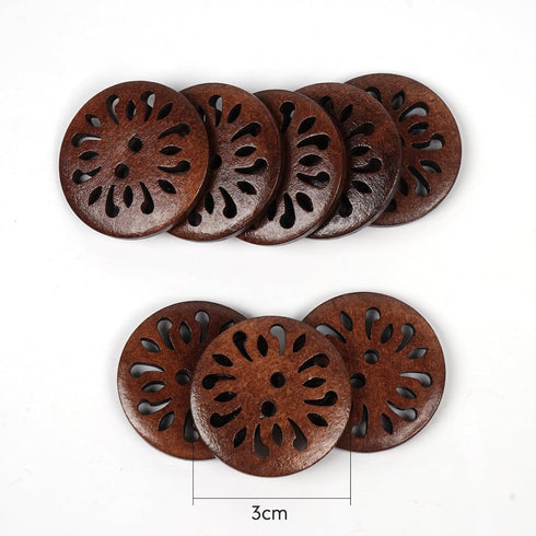 Chenkou Craft Pierced Flower Wood Buttons 30mm Sewing Craft 50Pcs...