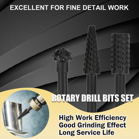 Rotary Drill Bits Set Wood Carving File Rasp Drill Bit of 5Pcs, 1/4" 6mm Shank Tool Power Tools Woodworking Chisel Shaped Rotating Embossed Grindi...