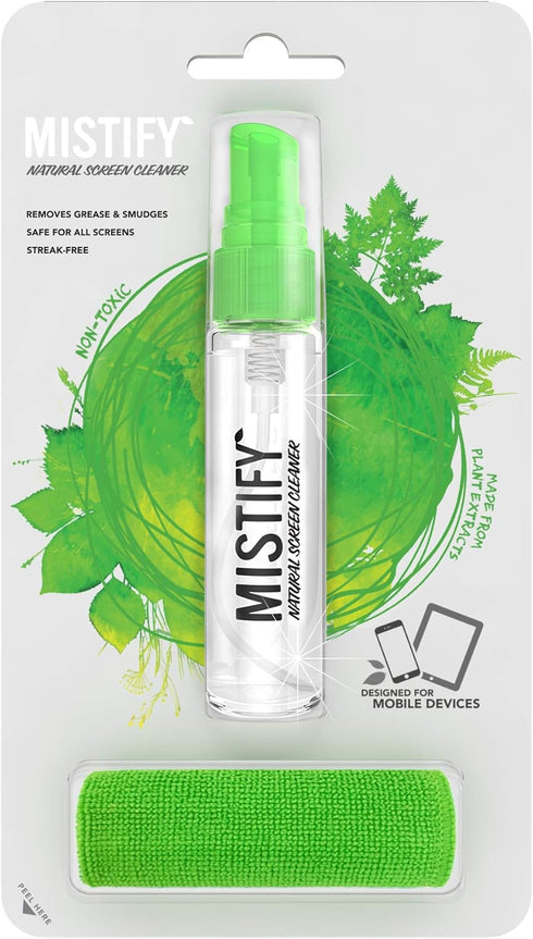 Mistify Natural Screen Cleaner - Pocket Kit - 40 ml with Microfibre Cloth [Smartphones Tablets Laptops Touchscreen Keyboards Oleophoebic Smartwatc...