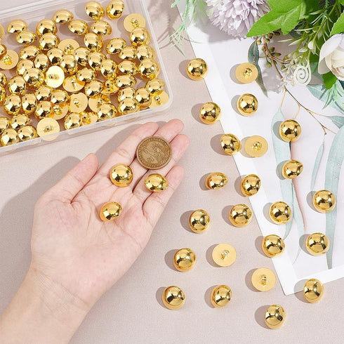 UNICRAFTALE 100Pcs 18mm Diameter 1-Hole Plating Acrylic Dome Shank Buttons Golden Half Round Sewing Buttons for Men Women DIY Shirt Woolen Coats S...