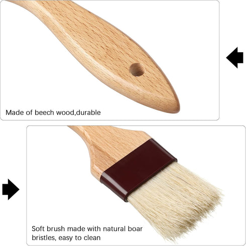 Boao 4 Pieces Pastry Brushes Baking Basting Brush with Natural Bristle BBQ Oil Brush Wooden Handle Food Brush for Cooking Butter Egg Kitchen Brush...