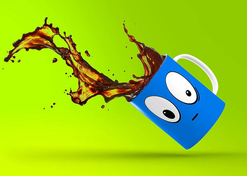 Cortunex Heat Changing Mug - 11 Oz Ceramic Color Changing Coffee Mug with A Funny Blue Sleepy Smiley Face - Cute Heat Sensitive Magic Mug with Fun...